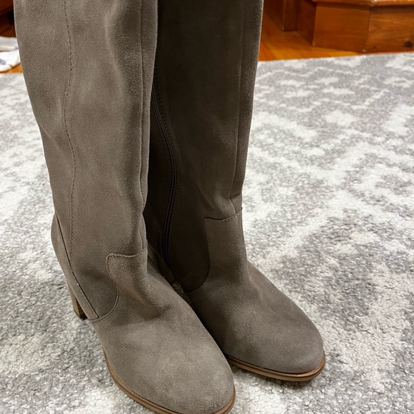 Seychelles Thigh Tall High Suede Leather Boots Block Heels. Size 5. - Picture 6 of 13
